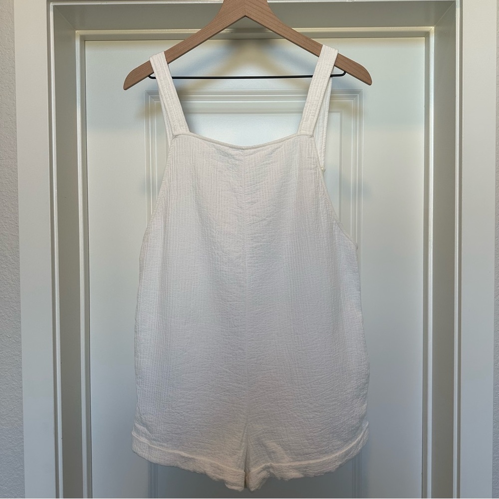 Zara White Textured Sleeveless Romper
